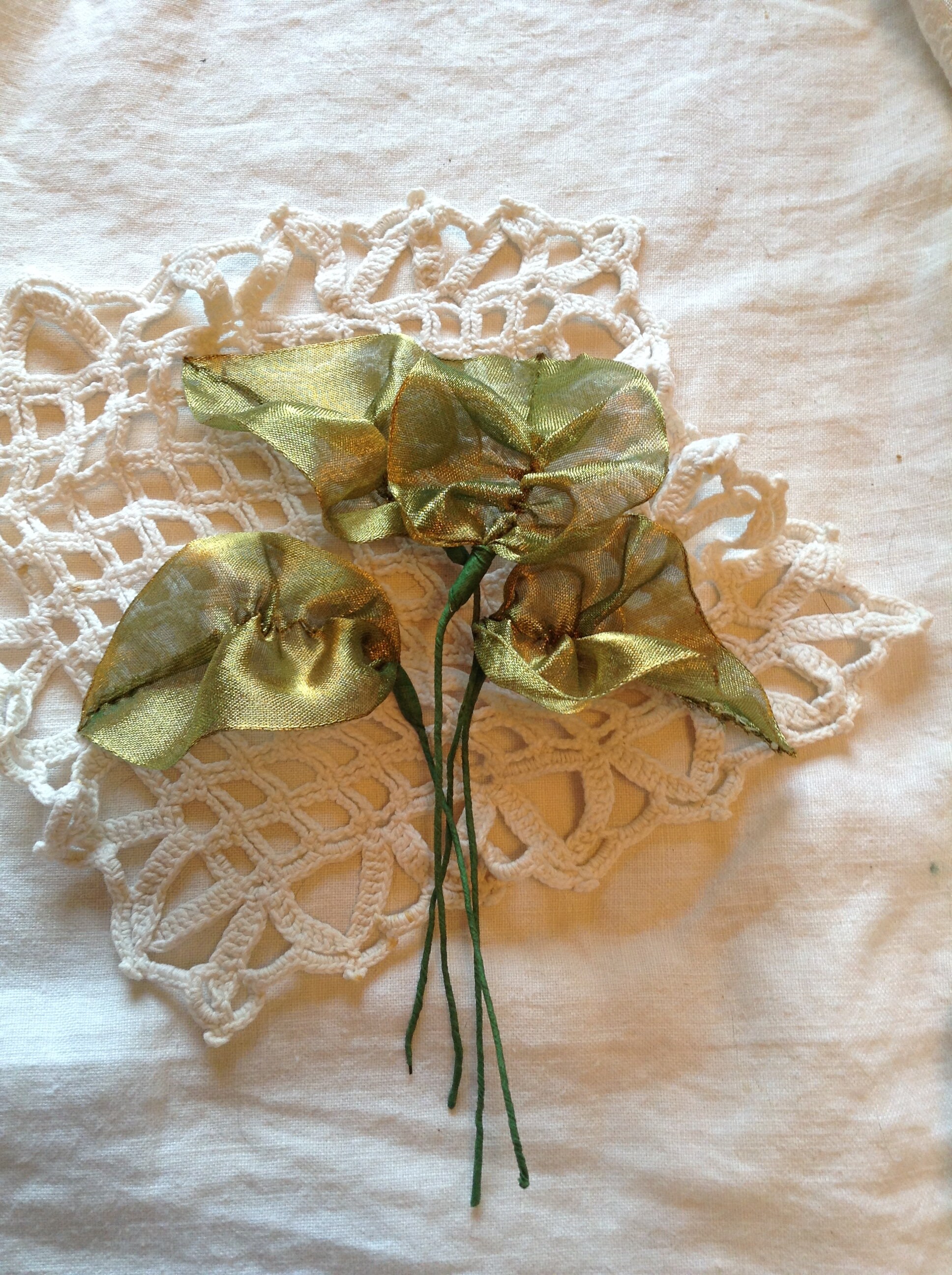 Large Greenished Gold Metallic Leaf with Stem Etsy UK