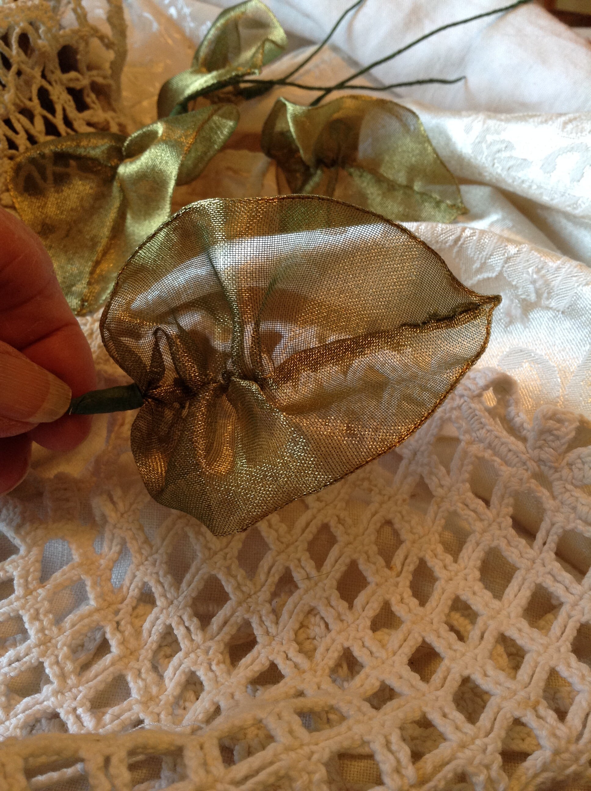 Large Greenished Gold Metallic Leaf with Stem Etsy UK