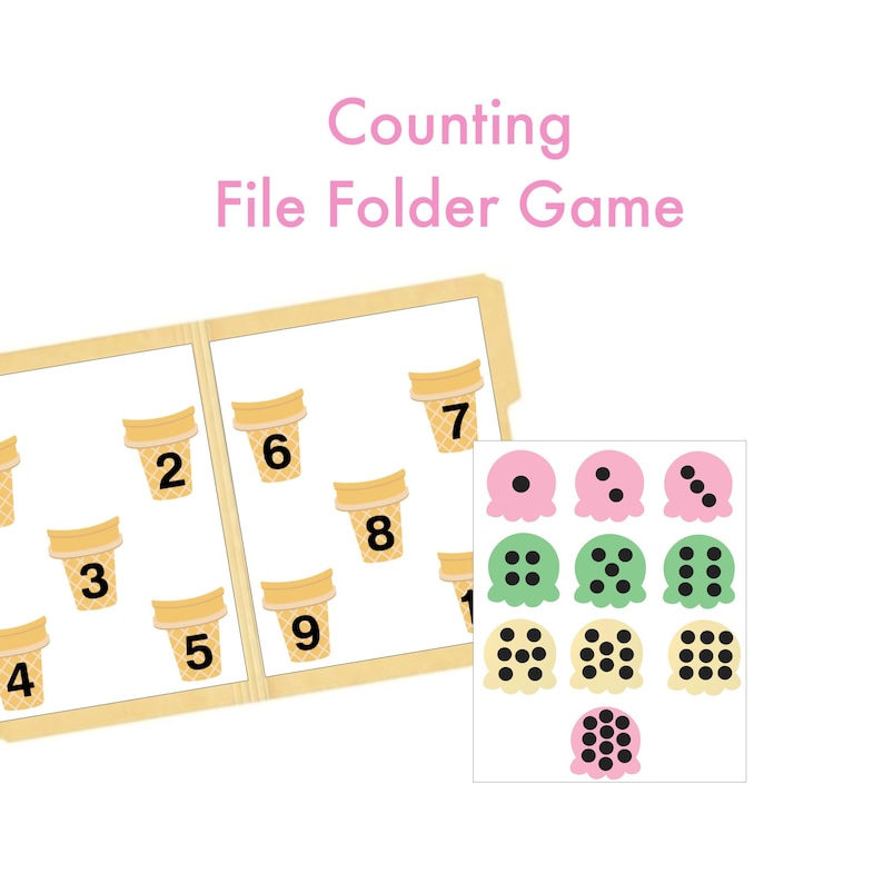 Matching Numbers File Folder Game Preschool Learning Etsy