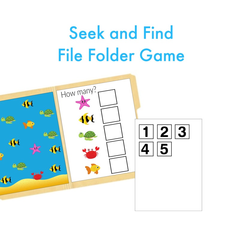 Numbers File Folder Game Printable Worksheet Quiet Book | Etsy
