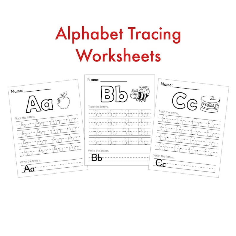 Alphabet Worksheets Tracing Letters Preschool Learning Etsy Alphabet Worksheets Tracing Letters Preschool Learning Etsy