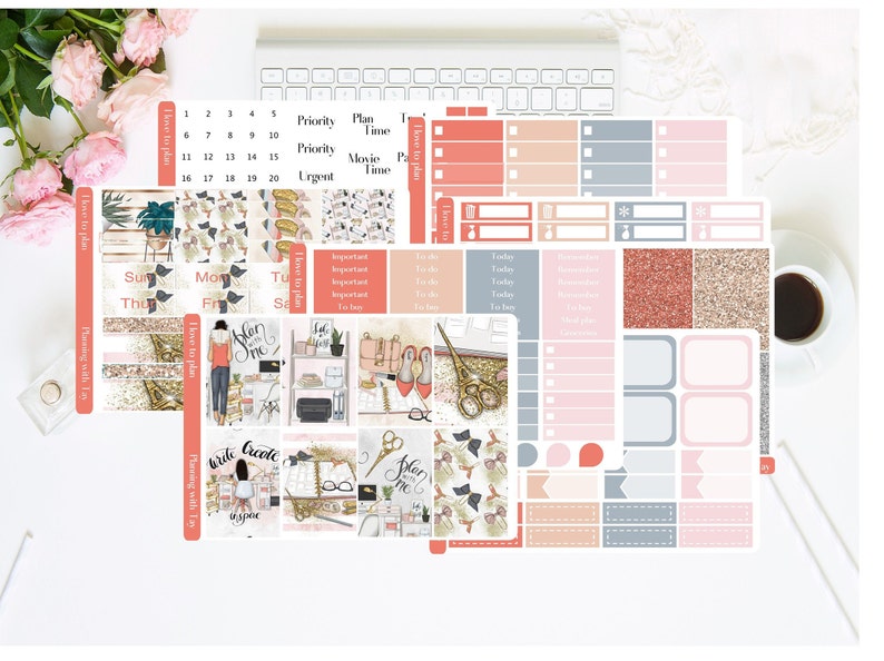 I Love To Plan EC /& HP Stickers Girl Planner Kit Office Life Weekly Sticker Kit Erin Condren Planner Stickers