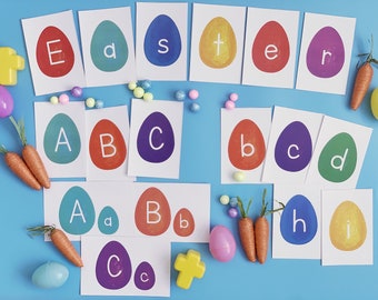 Hand painted Easter alphabet flash cards.