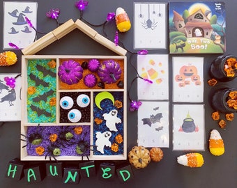 Hand painted counting Halloween cards.