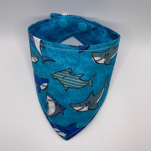 Cat Bandana Reversible / Shark / Shark Week  / Summer / Snap Bandana / Over the Collar Bandana