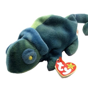 TY Beanie Baby Rainbow Chameleon 10 inches DOB 10/14/1997