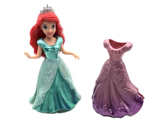 Disney Princess Little Mermaid Ariel Doll & 2 Magiclip Dresses little Kingdom Polly Pocket