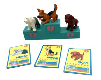 Puppy in my Pocket Mungo, Ricky & Prince 3 Puppies, Cards and Podium - UK Version