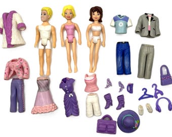 Polly Pocket Dolls With Polly, Rick and Lila Dolls, Clothing, Shoes, & Accessories Set#40