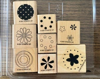 Stampin Up! Polka Dots & Petals Stamps 2007, Set of 8 Stamps
