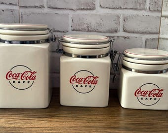 Coca-Cola Canisters Set of 3 By Gibson Housewares Dated 2000
