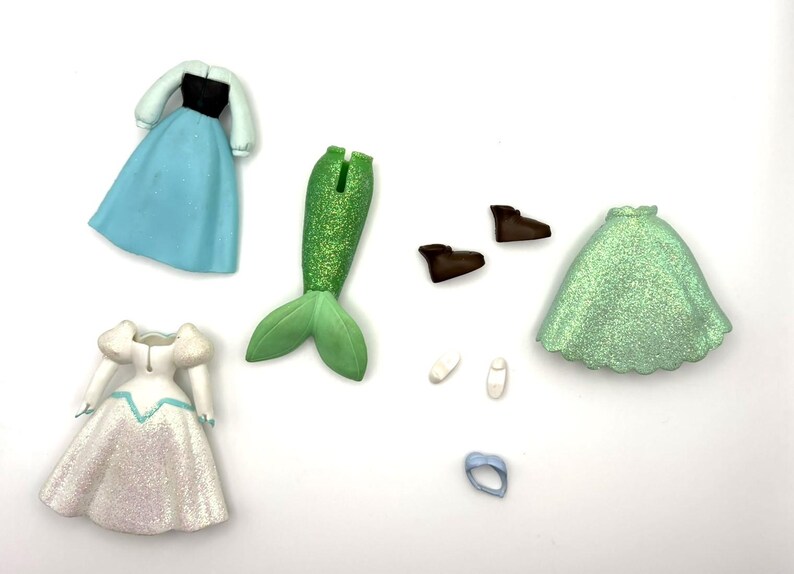 Disney Princess Ariel, Prince Eric, Flounder Dresses Polly Pocket Style Mini Princess Dolls image 3