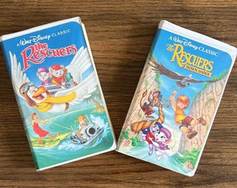Walt Disney's The Rescuers &The  Rescuers Down Under Movies VHS Tapes  Cover