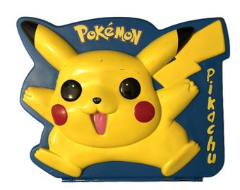 Vintage Pikachu Case: Nintendo Blue Plastic, Rose Art 1999