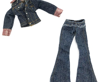 2004 Bratz Cloe Blind Secret Date Blue Jean Denim Jacket and Pants Replacement