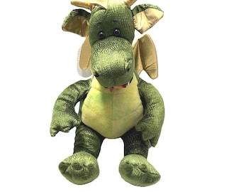 Build A Bear Workshop Enchanted Dragon Green & Gold Wings  18"  BAB