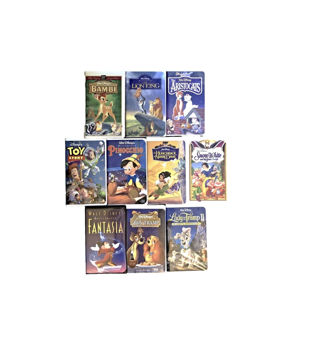 VHS Disney Movie Lot of 10 Toy Story Fantasia Lady & the Etsy
