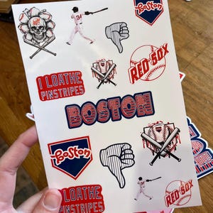 Baseball Red Sox Boston Decal/Sticker Sheet