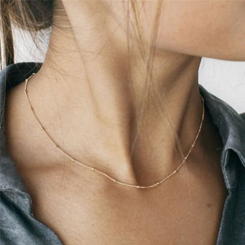 Dainty Tiny Beaded Choker Necklace