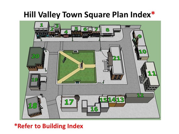 Plaza de la ciudad de Hill Valley (Servicio de viajes Ask Mr. Foster):  Réplica a escala N impresa en 3D - Etsy México
