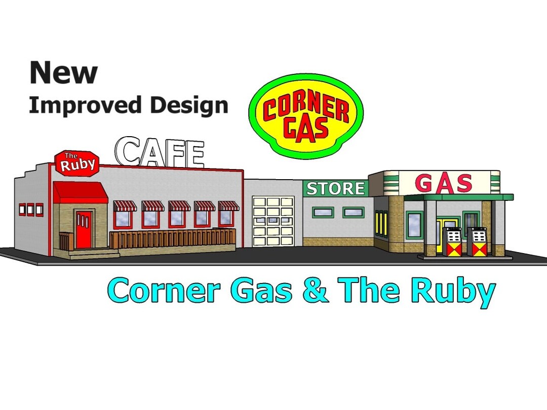 Corner Gas Station & Ruby Cafe N Scale Replica Model Building Kit 3D
