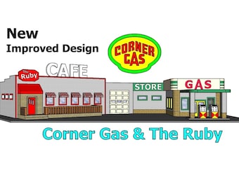 N Scale Corner Gas & Ruby Cafe (Dog River) - 3D Printed Replica