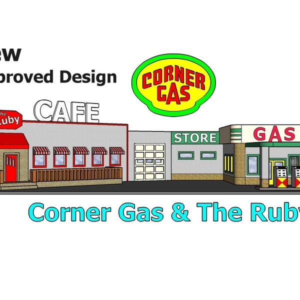 Corner Gas Station & Ruby Cafe N Scale Replica - Model Building Kit - 3D Printed in PLA Plastic - Model Railroad or Diorama