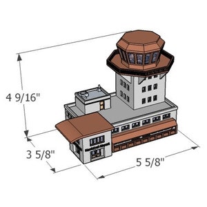 N Scale Municipal Airport Terminal Model Building Kit 3D Printed in PLA Plastic for Model Railroad or Diorama image 9