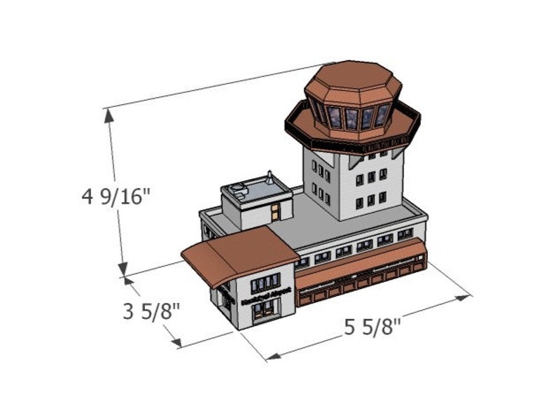 N Scale Municipal Airport Terminal Model Building Kit 3D Printed in PLA Plastic for Model Railroad or Diorama image 9