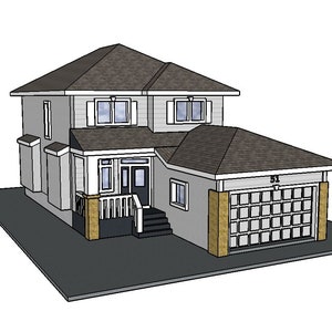 N Scale Suburban Home #4 - Model Building Kit - 3D Printed in PLA Plastic - for Model Railroad or Diorama