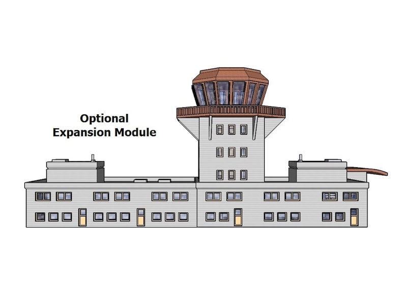 N Scale Municipal Airport Terminal Model Building Kit 3D Printed in PLA Plastic for Model Railroad or Diorama image 6