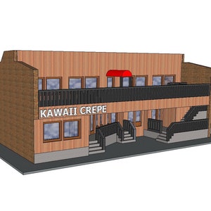 N Scale Urban Building (Kawaii Crepe): 3D Printed Replica