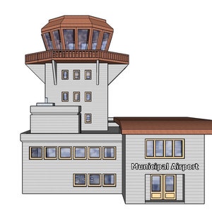 N Scale Municipal Airport Terminal Model Building Kit 3D Printed in PLA Plastic for Model Railroad or Diorama image 7