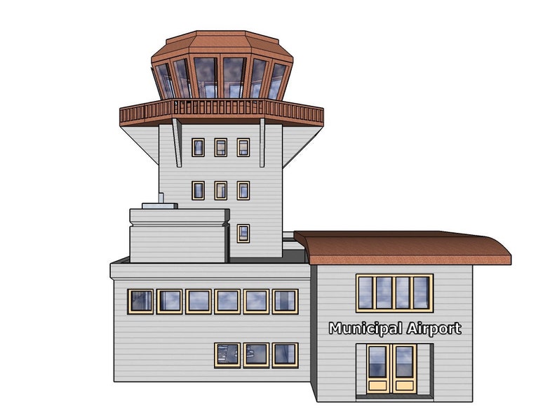 N Scale Municipal Airport Terminal Model Building Kit 3D Printed in PLA Plastic for Model Railroad or Diorama image 7