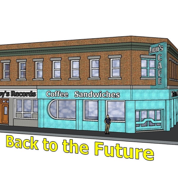 BTTF Hill Valley Lou's Cafe N Scale Replica Model Building