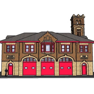N Scale Vintage Fire Station: 3D Printed Replica