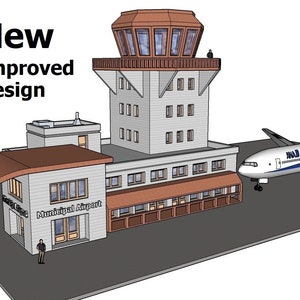 N Scale Municipal Airport Terminal Model Building Kit 3D Printed in PLA Plastic for Model Railroad or Diorama image 1