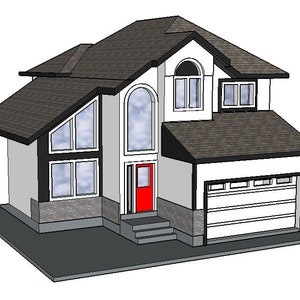 N Scale Suburban Home #3 - Model Building Kit - 3D Printed in PLA Plastic - for Model Railroad or Diorama