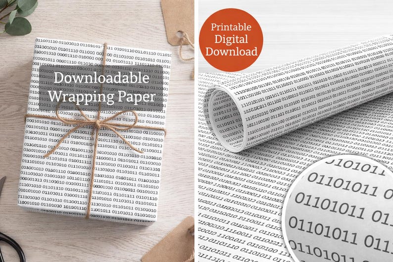 Rick Rolling Binary Code Wrapping Paper - Geeky Tech Gift (A3) - Etsy UK