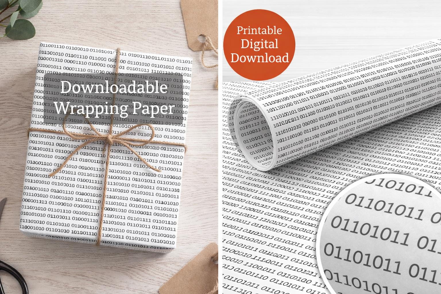 Rick Rolling Binary Code Wrapping Paper - Geeky Tech Gift (A3) - Etsy UK