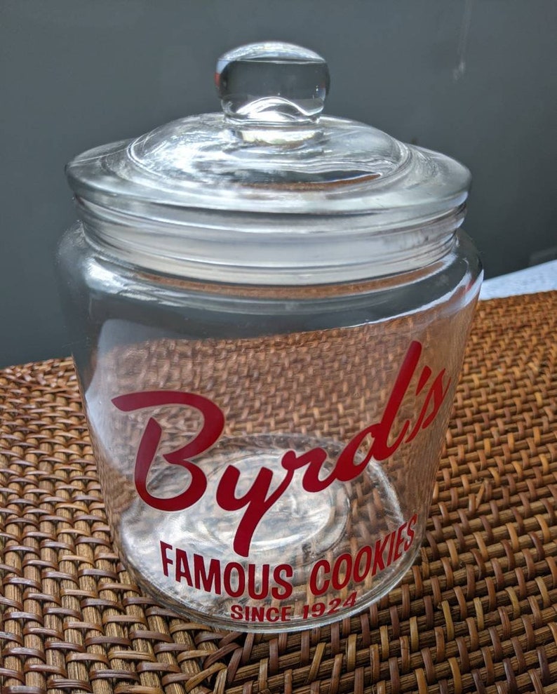 Byrds Famous Cookies Jar Savannah GA Glass Abt 6 in Tall Gift Etsy