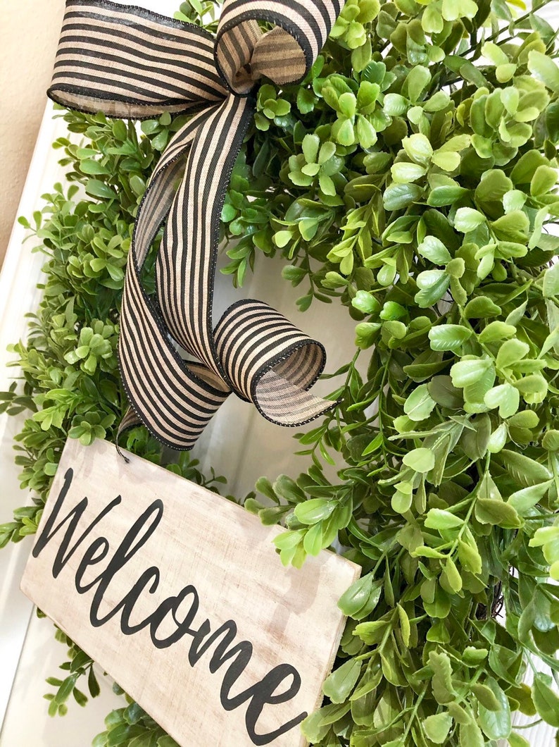 Housewarming Wreath Mother/'s Day Wreath Everyday Wreath Spring or Summer Wreath Welcome Wreath Boxwood Wreath