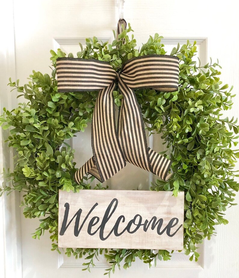 Housewarming Wreath Mother/'s Day Wreath Everyday Wreath Spring or Summer Wreath Welcome Wreath Boxwood Wreath
