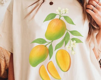 Vintage Mango Fruit Shirt, Cute Tropical Summer Graphic Tee, Aesthetic Comfort Colors T-Shirt, Gift for Gardener or Fruit Lover