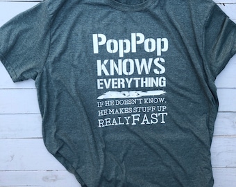 PopPop Knows Everything unisex loose fit Bella+Canvas shirt