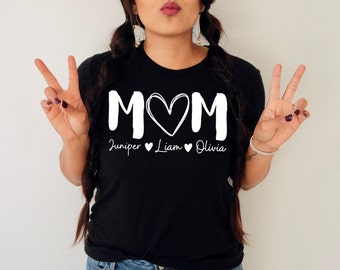 Chemise de maman personnalisée avec noms d'enfants Idée cadeau pour la fête des mères