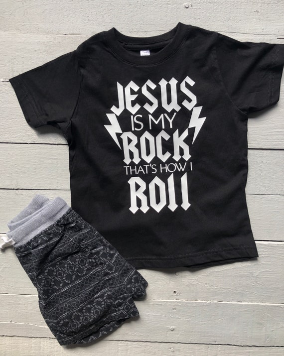 Jesus is my rock That’s how I roll toddler/kids faith shirt