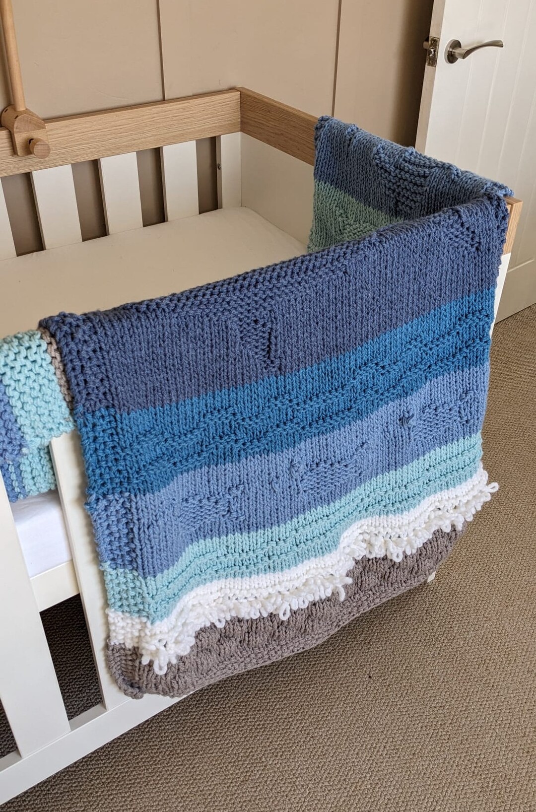 Chunky Yarn Baby Blanket Knitting Pattern: Seaside Sampler (PDF