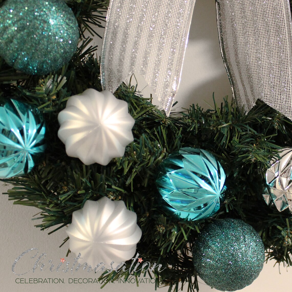 Teal And Silver Christmas Decorations