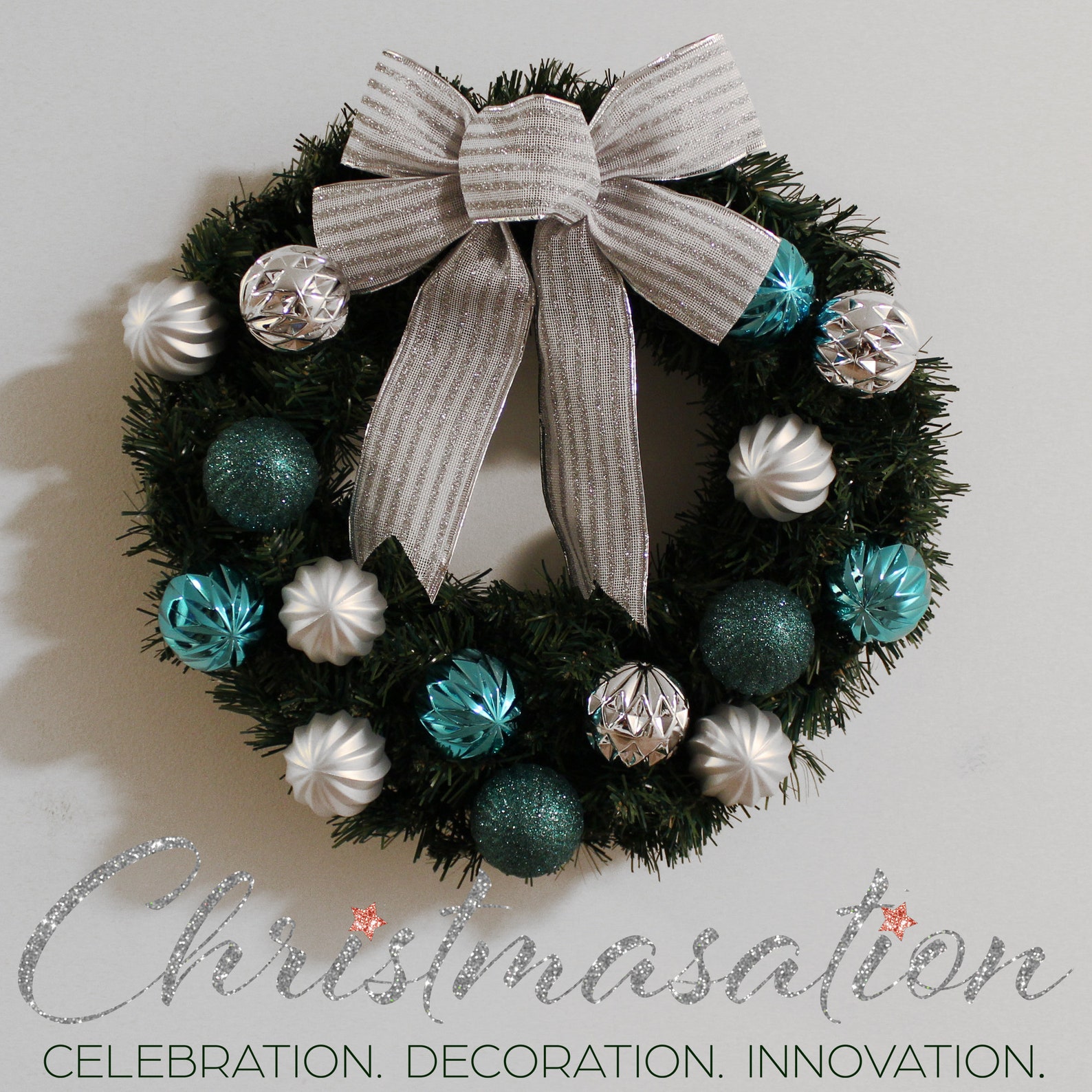 Teal And Silver Christmas Decorations